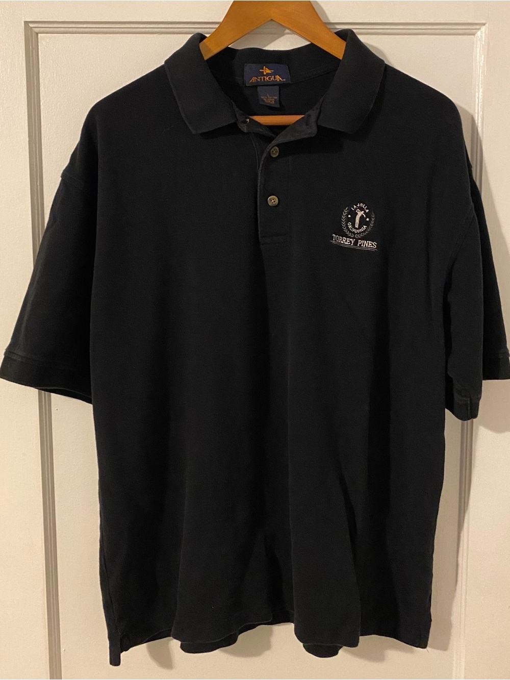 Antigua Men's Large Torrey Pines Black Golf Polo Shirt